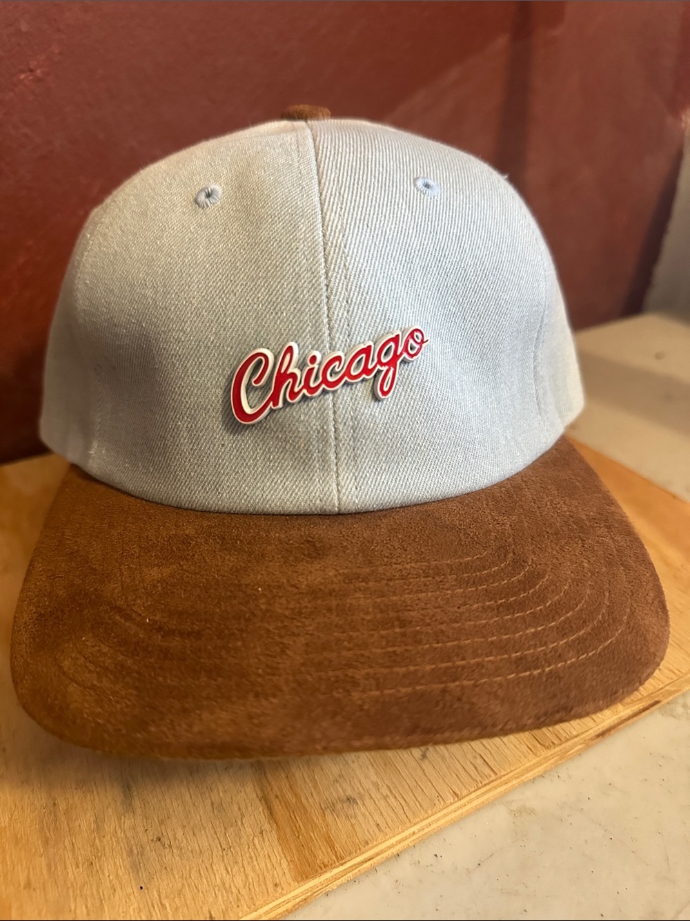 Chicago Denim and suede strap back hat brand new leather strap osfm
